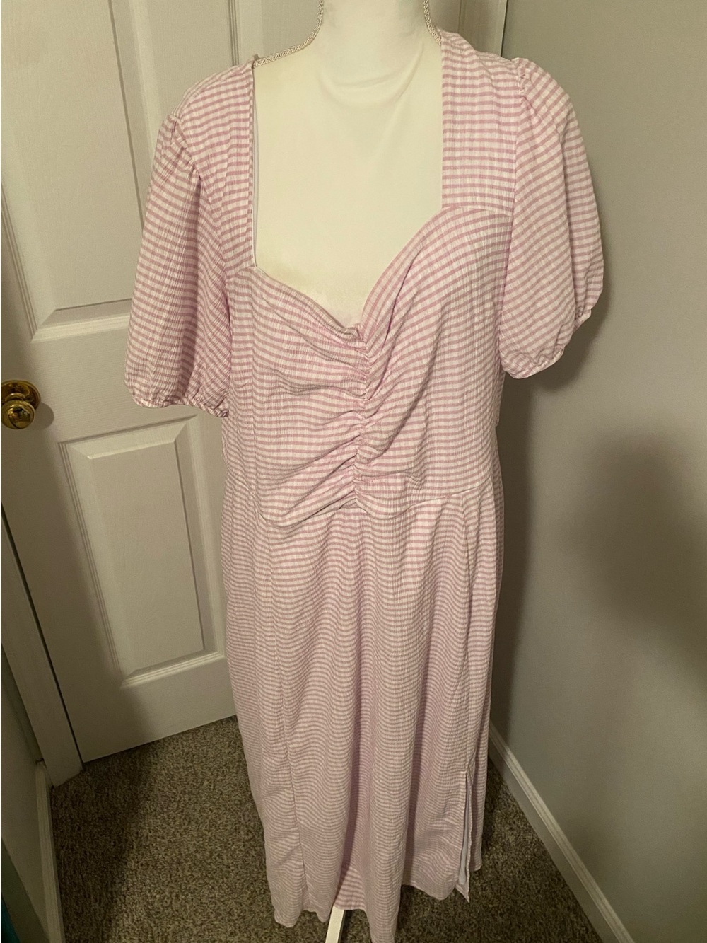 Women's Lane Bryant Pink Stripes Lined Dress with Slit Size 24 NWT